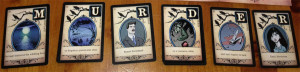 All the cards spelling out Murder