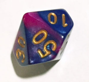 d50 dice Purple and blue swirl