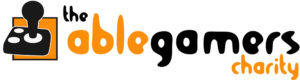 AbleGAMers logo is orange with a black joystick
