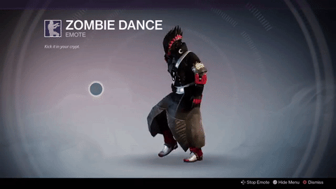 Animated GIF of zombie character dancing in the menu screen
