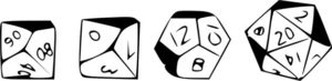 Drawn Dice in a line