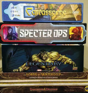 Board games stacked up: Carcassone, Spectre Ops, and Marvel Heroes