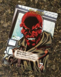Close up of a card from Marvel, with a Hydra person on it